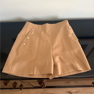 Stylish Tan Button-Accent Shorts